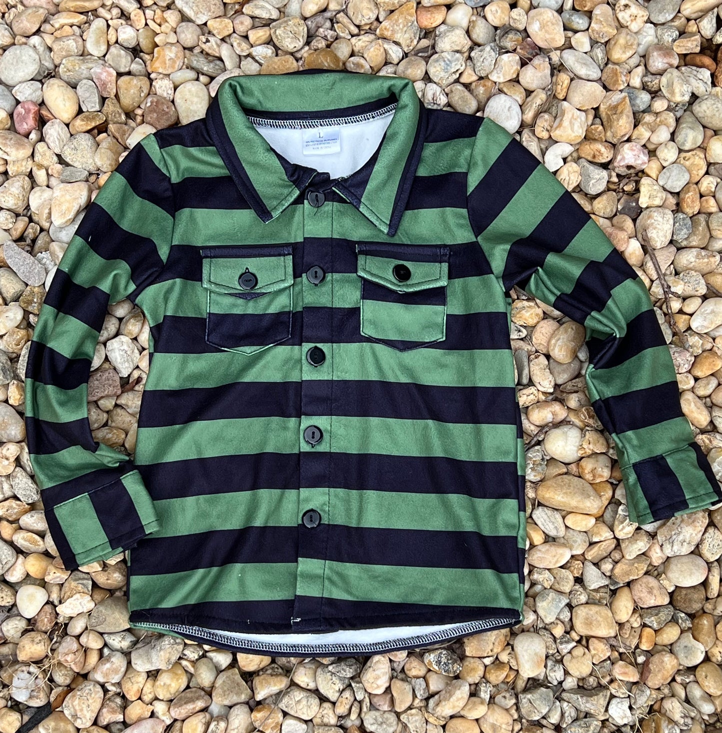 Black/Green Stripe Button Down
