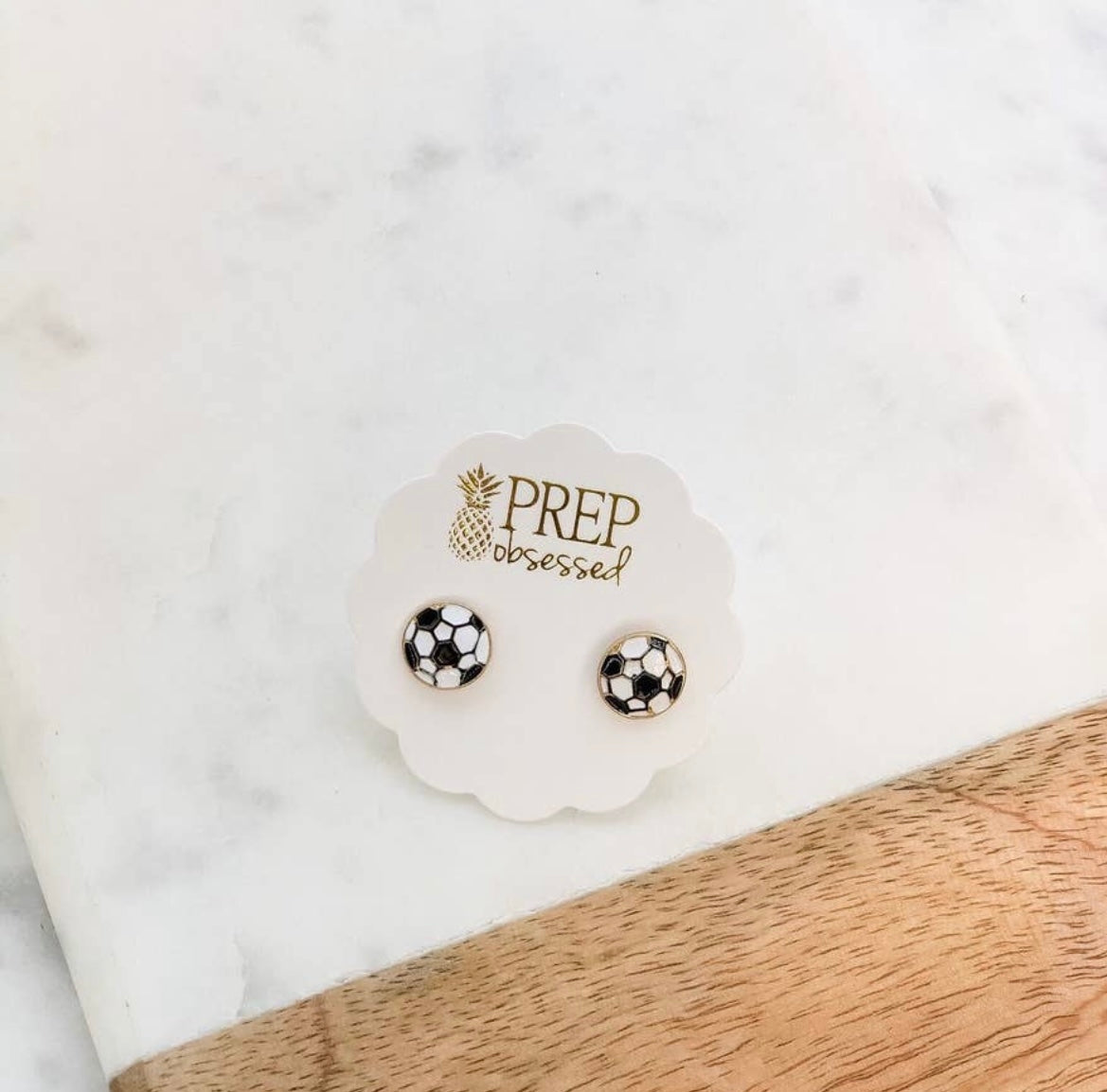 Soccer Ball Enamel Stud Earrings