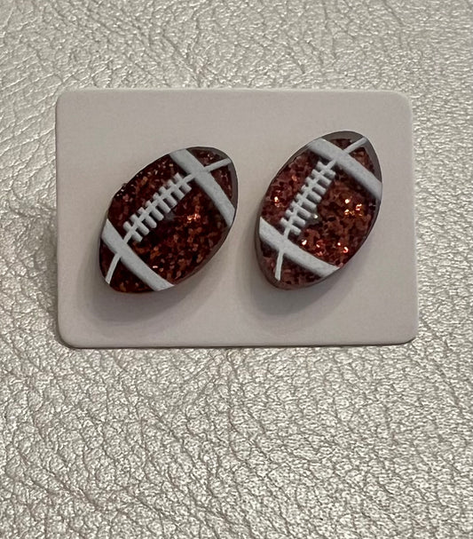 Glitter Football Stud Earrings